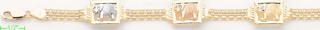 14K Gold Italian Fancy Bracelet - Click Image to Close