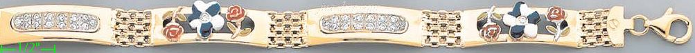 14K Gold Italian Fancy Bracelet - Click Image to Close