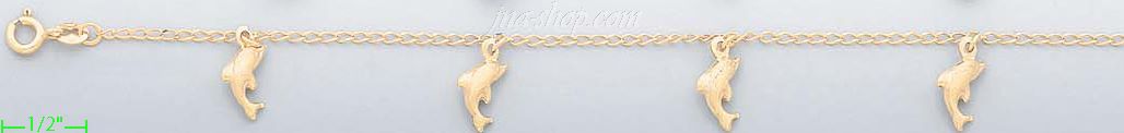 14K Gold Italian Charm Bracelet - Click Image to Close