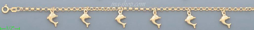 14K Gold Italian Charm Bracelet - Click Image to Close