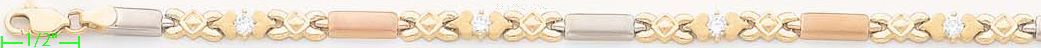 14K Gold 3Color Fancy CZ Bracelet - Click Image to Close