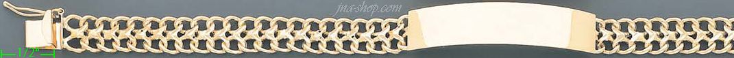 14K Gold Chino/Curly Link ID Bracelet - Click Image to Close