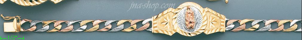 14K Gold 3Color Link ID Bracelet - Click Image to Close