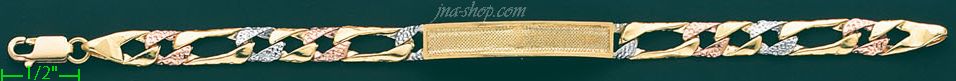 14K Gold 3Color Link ID Bracelet - Click Image to Close