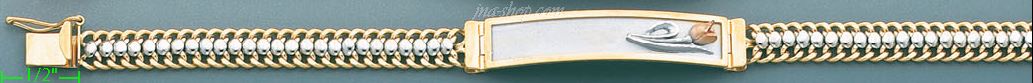 14K Gold 3Color Link ID Bracelet - Click Image to Close