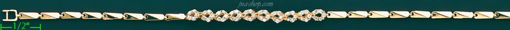 14K Gold Fancy CZ Bracelet - Click Image to Close