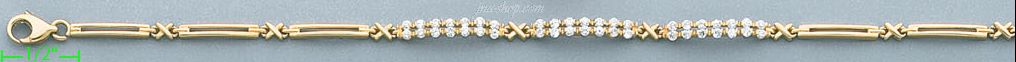 14K Gold Fancy CZ Bracelet - Click Image to Close