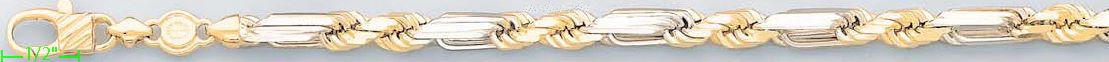 14K Gold Figarope Chain 24" 7.5mm - Click Image to Close