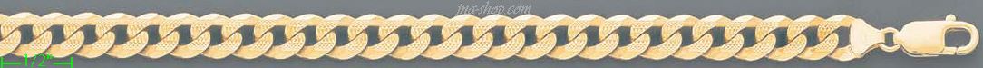 14K Gold Cuban Yellow Pave Chain 24" 8.5mm - Click Image to Close