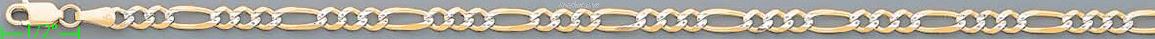 14K Gold Figaro 3+1 White Pave Chain 24" 4mm - Click Image to Close