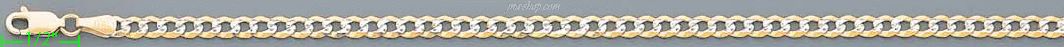 14K Gold Cuban White Pave Chain 7" 3.8mm - Click Image to Close