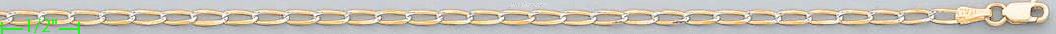 14K Gold Open Link 1/1 White Pave Chain 20" 2.4mm - Click Image to Close