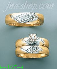 14K Gold 0.19ct Diamond Wedding Set Rings - Click Image to Close