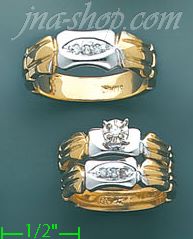 14K Gold 0.22ct Diamond Wedding Set Rings - Click Image to Close