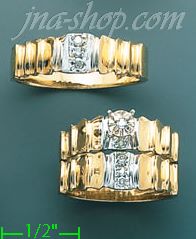 14K Gold 0.22ct Diamond Wedding Set Rings - Click Image to Close