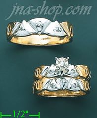 14K Gold 0.22ct Diamond Wedding Set Rings - Click Image to Close