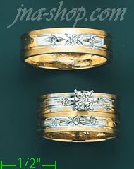 14K Gold 0.22ct Diamond Wedding Set Rings - Click Image to Close