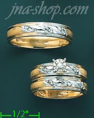 14K Gold 0.22ct Diamond Wedding Set Rings - Click Image to Close