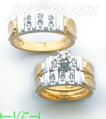 14K Gold 0.37ct Diamond Wedding Set Rings - Click Image to Close