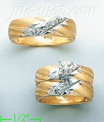 14K Gold 0.22ct Diamond Wedding Set Rings - Click Image to Close