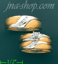 14K Gold 0.08ct Diamond Wedding Set Rings - Click Image to Close