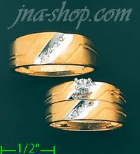 14K Gold 0.08ct Diamond Wedding Set Rings - Click Image to Close