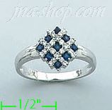 14K Gold Diamond 0.25ct / Sapphire 0.25ct Colored Stone Ring - Click Image to Close