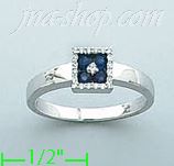 14K Gold Diamond 0.2ct / Sapphire 0.2ct Colored Stone Ring - Click Image to Close