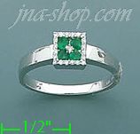 14K Gold Diamond 0.2ct / Emerald 0.2ct Colored Stone Ring - Click Image to Close