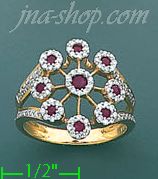 14K Gold Diamond 0.65ct / Ruby 0.35ct Colored Stone Ring - Click Image to Close