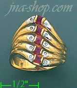 14K Gold Diamond 0.1ct / Ruby 0.7ct Colored Stone Ring - Click Image to Close