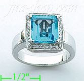 14K Gold Diamond 0.2ct / Blue Topaz 3.82ct Colored Stone Ring - Click Image to Close