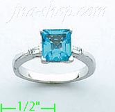 14K Gold Diamond 0.1ct / Blue Topaz 1ct Colored Stone Ring - Click Image to Close