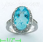 14K Gold Diamond 0.2ct / Blue Topaz 7.5ct Colored Stone Ring - Click Image to Close