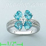 14K Gold Diamond ct / Blue Topaz 2.5ct Colored Stone Ring - Click Image to Close