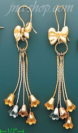 14K Gold Villa & Button Earrings - Click Image to Close