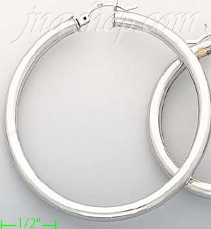 14K Gold White Hoop Earrings - Click Image to Close