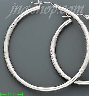 14K Gold White Hoop Earrings - Click Image to Close