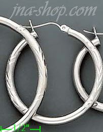 14K Gold White Hoop Earrings - Click Image to Close