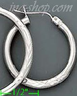 14K Gold White Hoop Earrings - Click Image to Close