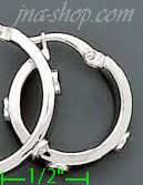 14K Gold White Hoop Earrings - Click Image to Close