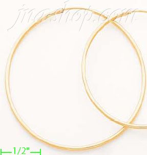 14K Gold Plain Hoop Earrings - Click Image to Close