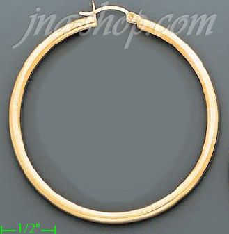 14K Gold Plain Hoop Earrings - Click Image to Close