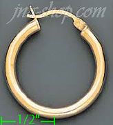 14K Gold Plain Hoop Earrings - Click Image to Close