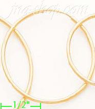 14K Gold Plain Hoop Earrings - Click Image to Close