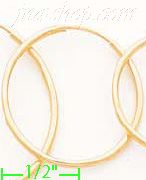 14K Gold Plain Hoop Earrings - Click Image to Close