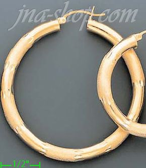 14K Gold Dia-Cut Hoop Earrings - Click Image to Close