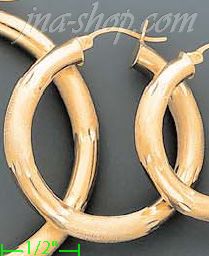 14K Gold Dia-Cut Hoop Earrings - Click Image to Close