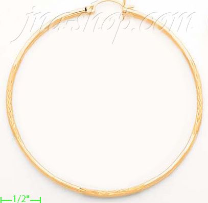 14K Gold Dia-Cut Hoop Earrings - Click Image to Close