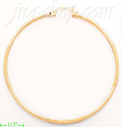 14K Gold Dia-Cut Hoop Earrings - Click Image to Close